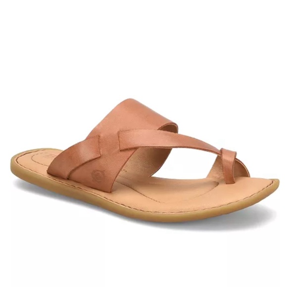Born Veda Strappy Leather Comfort Slide Sandals Tan Size 8M - Picture 1 of 15